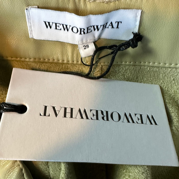 WeWoreWhat Faux Leather Kick Flare Pant Oat Beige Size 28 Bootcut 5 Pocket NEW - Picture 7 of 9